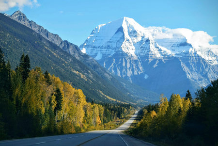 Scenic view of Canadian Rockies in autumn, Banff National Parkの写真素材