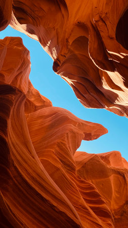 Antelope Canyon in Arizona, USA. Unusual colorful sandstone formations in deserts of Arizona are popular destination for hikers.の写真素材