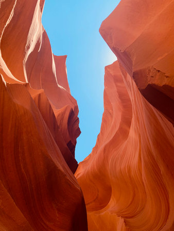 Antelope Canyon is a slot canyon located on Navajo land near Page, Arizona, United States. It is one of the most photographed slot canyons in the world.の写真素材