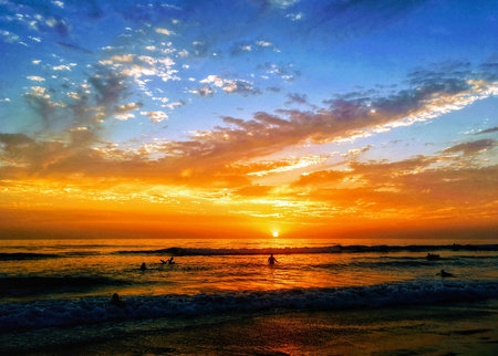 Beautiful sunset at the beach in Sri Lanka. Colorful skyの写真素材