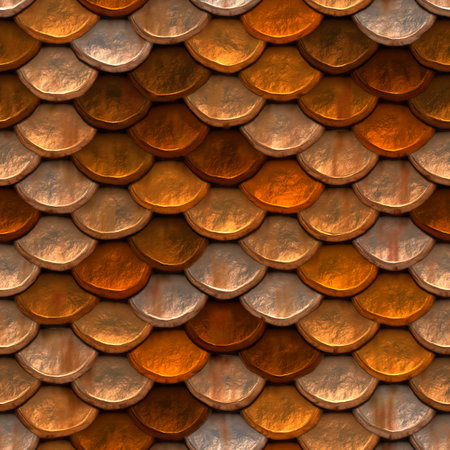 Seamless tileable pattern of golden metal roof tiles. Tileable background.の写真素材