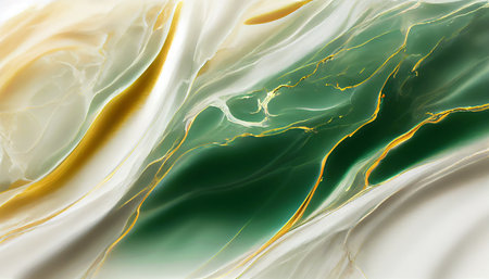 abstract background with gold, white and green marble pattern, digitally generated imageの写真素材
