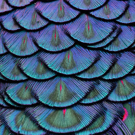 Colorful feathers of peacock as a background. Close up.の写真素材