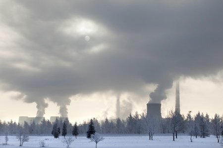 cold winter morning near the energy industries
