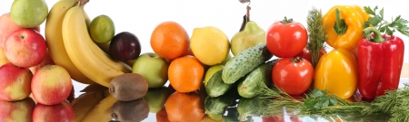 fruits vegetables in studio with bright lightの写真素材