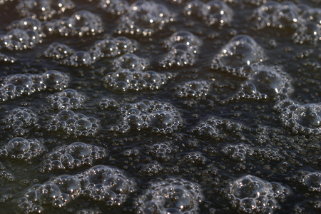 macro large bubbles on the surface of the river