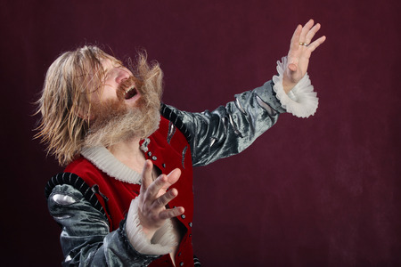 close-up portrait of an adult male with long blonde hair with a beard and mustache crazy kind