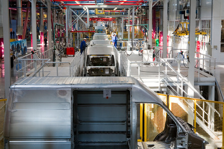 Yelabuga, Russia - May 12, 2014: assembly line vehicles Ford Sollers plant in the special economic zone "Alabuga"のeditorial素材