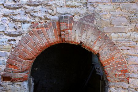 close-up isolated old masonry walls and archesの写真素材
