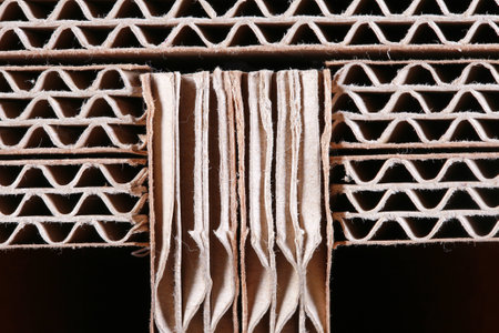 Macro texture of cardboard in the sectional of the folded in several layersの写真素材