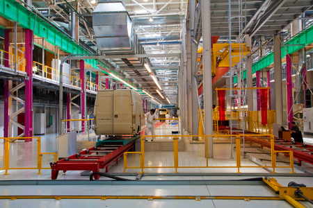 Yelabuga, Russia - May 12, 2014: assembly line vehicles Ford Sollers plant in the special economic zone "Alabuga"のeditorial素材