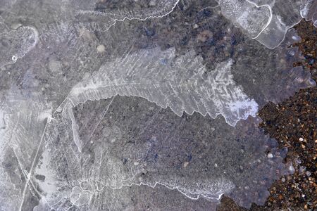 macro texture fancy ice on the river in winter