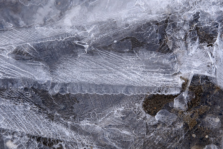 macro texture fancy ice on the river in winter