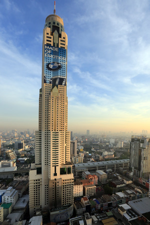 BANGKOK, THAILAND - December 15, 2015: beautiful foggy sunset over Bangkok, view from skyscraper December 15, 2015 in Bangkok, Thailand.のeditorial素材