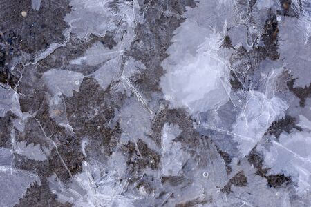 macro texture fancy ice on the river in winter