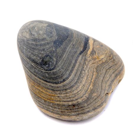 macro isolated on white background one smooth stone striped
