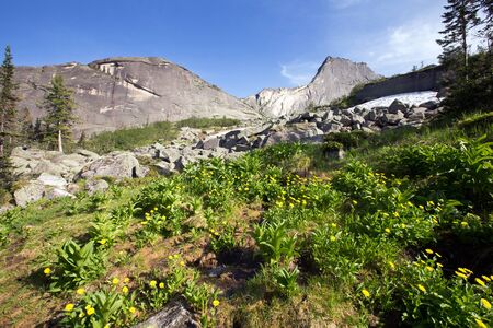 picturesque landscape Turtle Mountain in the mountain Ergaki Western Sayan on a sunny summer dayの写真素材