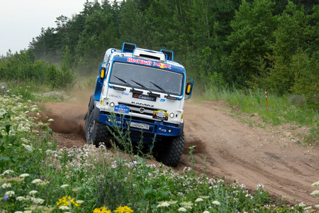 Naberezhnye Chelny, Russia - July 8, 2015: Kamaz-Master, tests new trucks at the site on the outskirts of the city in summerのeditorial素材