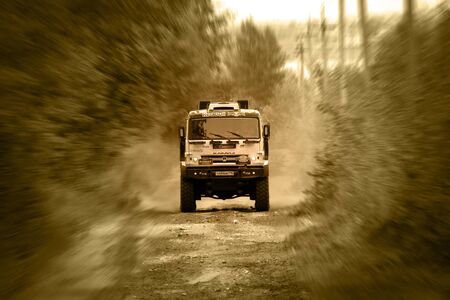 Naberezhnye Chelny, Russia - July 8, 2015: Kamaz-Master, tests new trucks at the site on the outskirts of the city in summerのeditorial素材