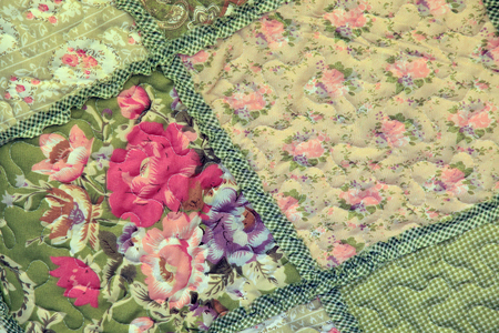macro texture background patchwork of multicolored pieces of fabric