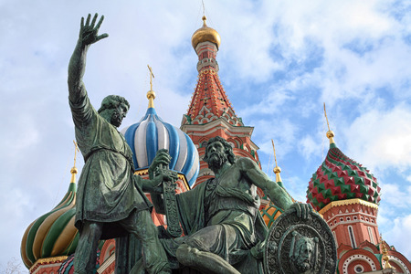 cityscape Moscow Kremlin St Basil's Church on a background of the cloudy skyのeditorial素材