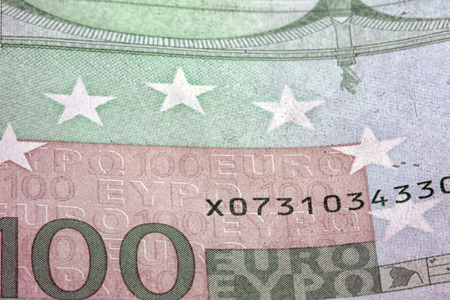 macro fragment banknote 100 euro, low depth of field