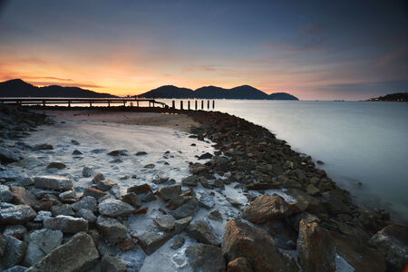 The sunset at the beachの写真素材