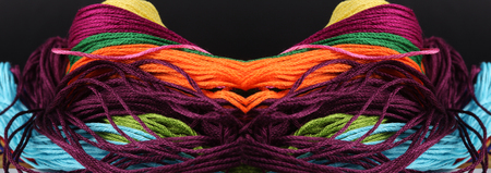 bright iridescent thread floss for embroidery and needleworkの写真素材