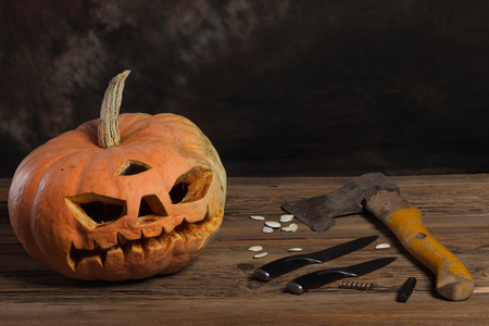 Halloween pumpkin,Scary Halloween pumpkin,Halloween themeの写真素材