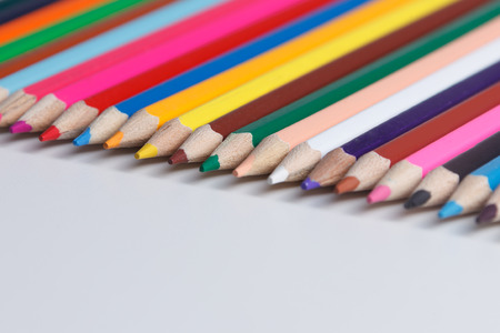 Color Pencils Isolated On White Background Close-upの写真素材