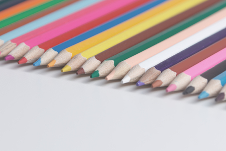 Color Pencils Isolated On White Background Close-upの写真素材