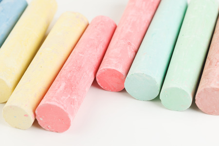 Cylindrical Colorful Crayons Isolated On White Backgroundの写真素材