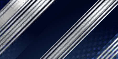 Abstract background dark blue with modern silver line stripes decoration. Vector illustration for...