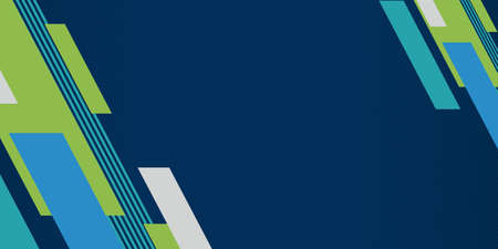 High contrast blue and green glossy stripes. Abstract tech graphic banner design. Vector corporate...