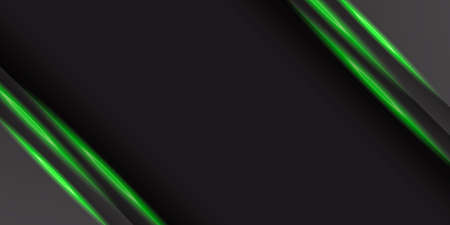 Abstract metallic green black frame layout design tech innovation concept background. Abstract green light arrow on black with modern luxury futuristic technology background vector illustrationのイラスト素材