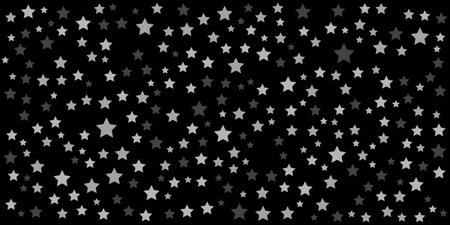 Star vector seamless pattern isolated repeat background wallpaper. White transparent stars on dark background, seamless horizontal stock vector illustration clip art for web header or coverのイラスト素材