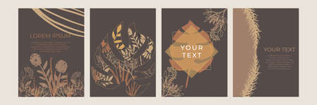 Organic flat floral template for social media or square flier. Organic flat floral wedding invitation design templateのイラスト素材