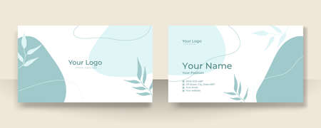 Business card design with elegant organic pattern. Modern concept with tan nude beige champagne brown soft pastel blob, liquid, floral, botanical, minimalist decoration art. Trendy Vector illustrationのイラスト素材