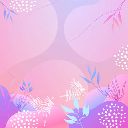 Abstract organic floral, leaves, liquid, wave minimalist background with colorful gradient vivid vibrant color. Good for greeting cards, invitations, flyers and social media template.のイラスト素材