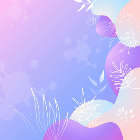 Colorful trendy abstract organic floral minimalist art design background with gradient vivid vibrant color. Pink, pastel color, blue, soft color floral background. Beauty fashion banners design.のイラスト素材