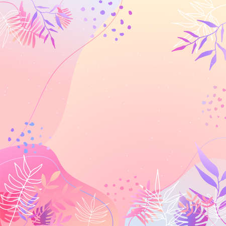 Abstract organic floral, leaves, liquid, wave minimalist background with colorful gradient vivid vibrant color. Good for greeting cards, invitations, flyers and social media template.のイラスト素材