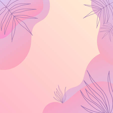 Abstract organic floral, leaves, liquid, wave minimalist background with colorful gradient vivid vibrant color. Good for greeting cards, invitations, flyers and social media template.のイラスト素材