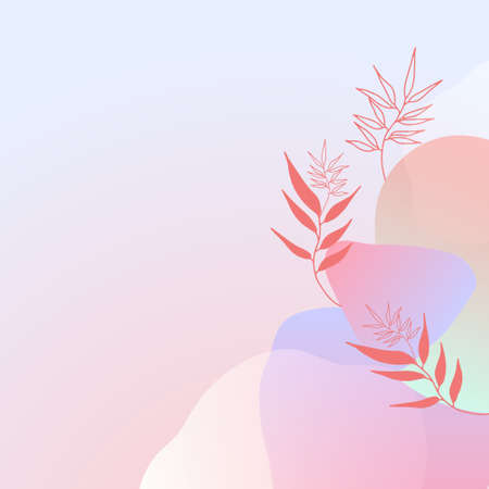 Abstract organic floral, leaves, liquid, wave minimalist background with colorful gradient vivid vibrant color. Good for greeting cards, invitations, flyers and social media template.のイラスト素材