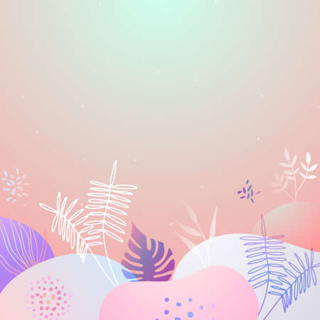 Colorful trendy abstract organic floral minimalist art design background with gradient vivid vibrant color. Pink, pastel color, blue, soft color floral background. Beauty fashion banners design.のイラスト素材