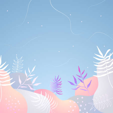 Colorful trendy abstract organic floral minimalist art design background with gradient vivid vibrant color. Pink, pastel color, blue, soft color floral background. Beauty fashion banners design.のイラスト素材