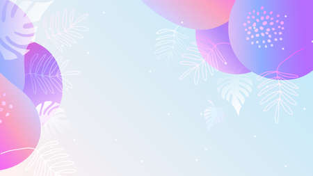 Colorful trendy abstract organic floral minimalist art design background with gradient vivid vibrant color. Pink, pastel color, blue, soft color floral background. Beauty fashion banners design.のイラスト素材