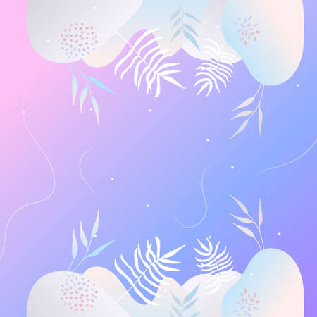 Colorful trendy abstract organic floral minimalist art design background with gradient vivid vibrant color. Pink, pastel color, blue, soft color floral background. Beauty fashion banners design.のイラスト素材