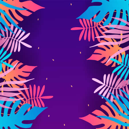 Abstract organic floral, leaves, liquid, wave minimalist background with colorful gradient vivid vibrant color. Good for greeting cards, invitations, flyers and social media template.のイラスト素材