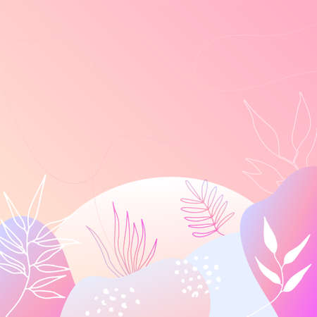 Colorful trendy abstract organic floral minimalist art design background with gradient vivid vibrant color. Pink, pastel color, blue, soft color floral background. Beauty fashion banners design.のイラスト素材