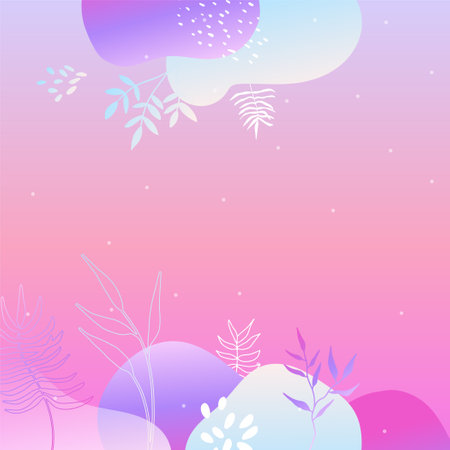Colorful trendy abstract organic floral minimalist art design background with gradient vivid vibrant color. Pink, pastel color, blue, soft color floral background. Beauty fashion banners design.のイラスト素材